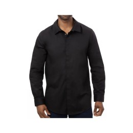 Designed men's long-sleeved reverse collar shirt Customized pure black shirt 64%polyester 34%cotton 3%elastane Hi-Tech Institute shirt store R431 Designed men's long-sleeved reverse collar shirt Customized pure black shirt 64%polyester 34%cotton 3%elastane Hi-Tech Institute shirt store R431